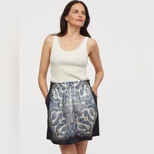 Blue Paisley Print Mini Skirt